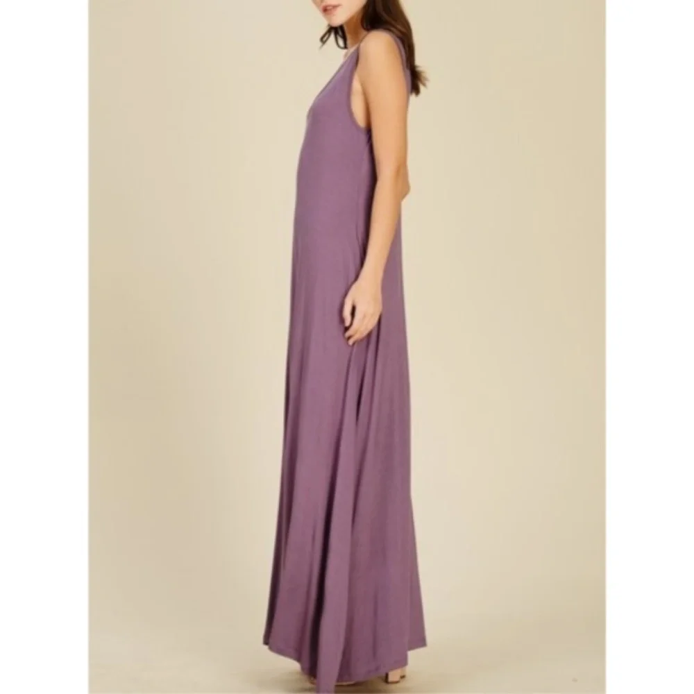 NWT Purple Reversible Pocket Maxi Dress - Picture 2 of 6